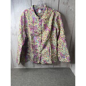 Tudor Court Womens Jacket L Decorative Buttons Vibrant Multicolor Spring Easter
